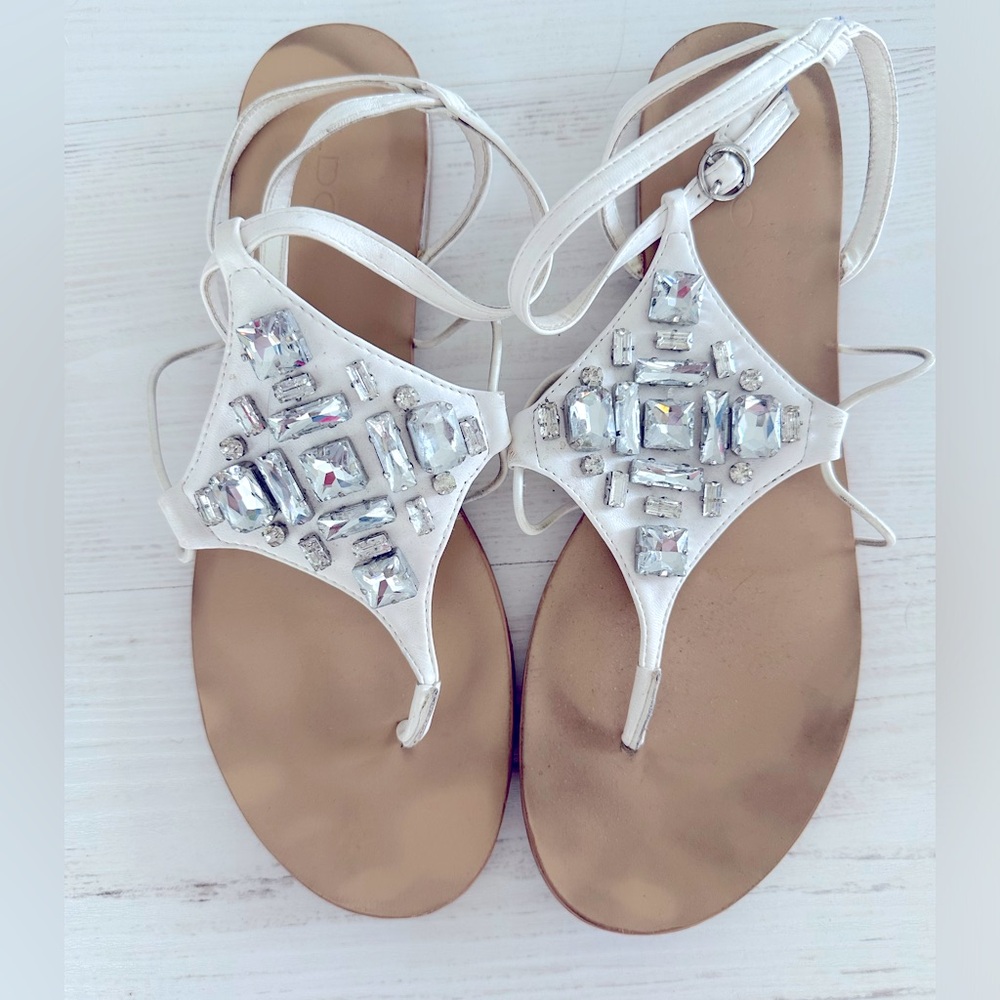 Aldo white gem sandals